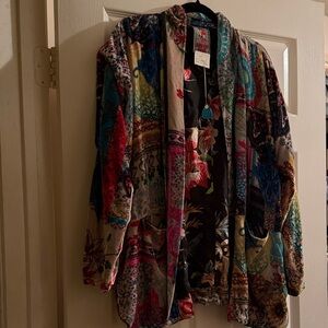 Johnny Was Multicolor Patchwork Teddy Jacket